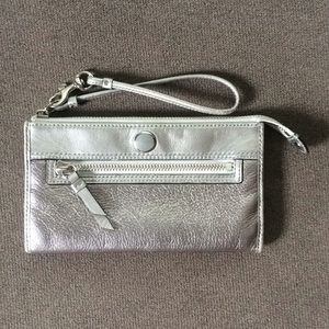 Coach Metallic Silver Wristlet